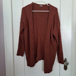 Burnt Orange Cable Knit Cardigan Charlotte Russe M/L Women's Sweater GUC